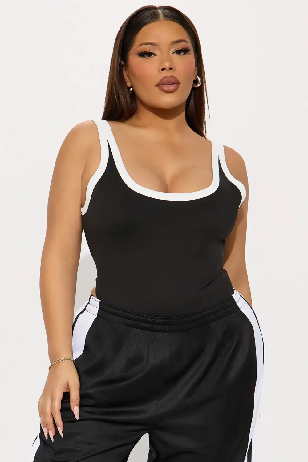 Grace Contrast Trim Bodysuit - Black/White