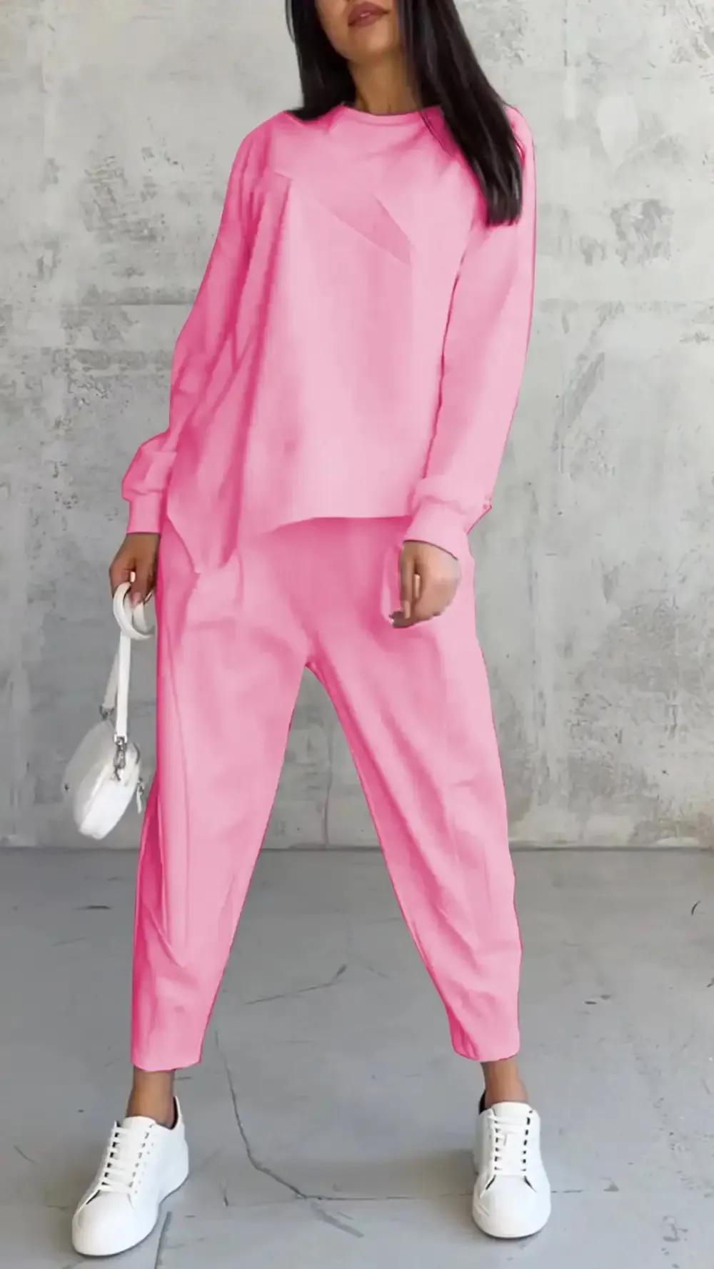 Casual Round Neck Long Sleeve Two Piece Suit