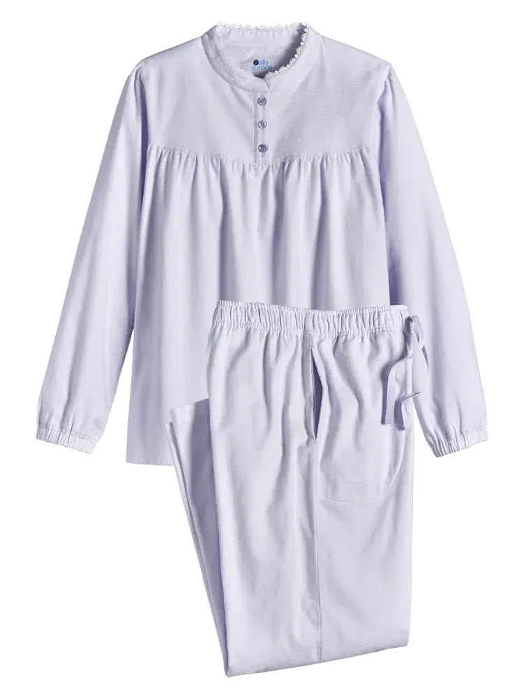 Ella Simone Victorian Ruffle Cotton Flannel Pajama Set