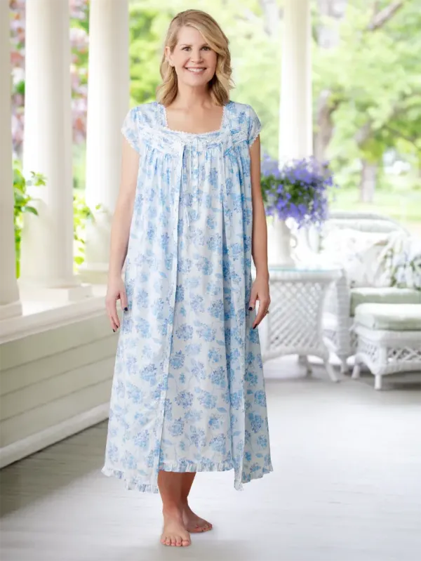 Ella Simone Blue Hydrangea Cotton Lawn Nightgown