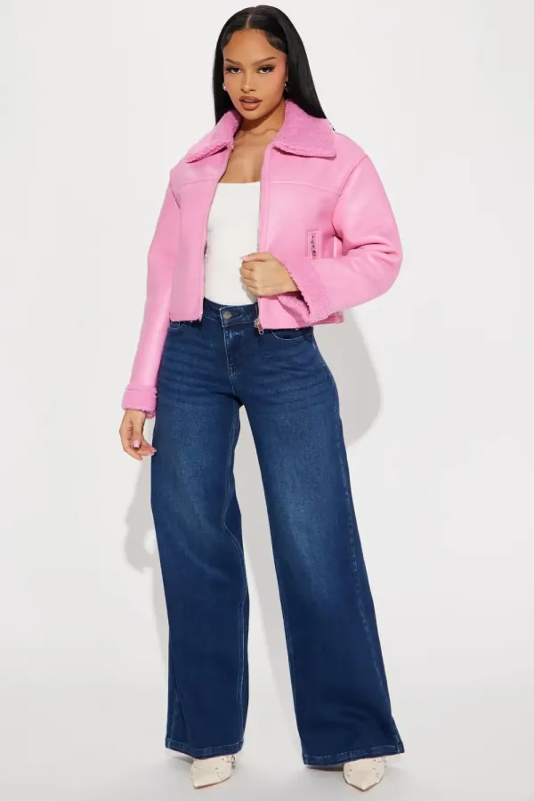 Taking Notes Bomber Jacket - Pink
