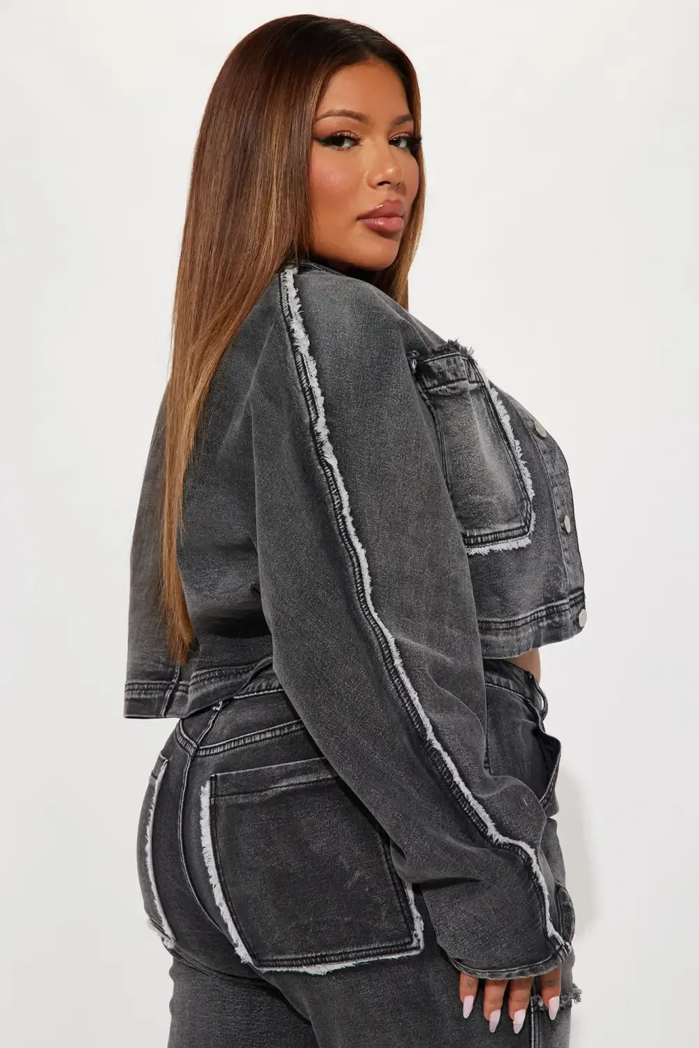 High Alert Crop Denim Jacket - Black Wash