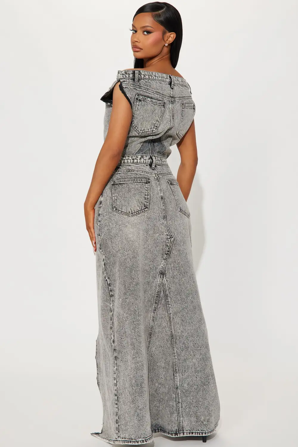 Demi Denim Maxi Dress - Black Wash