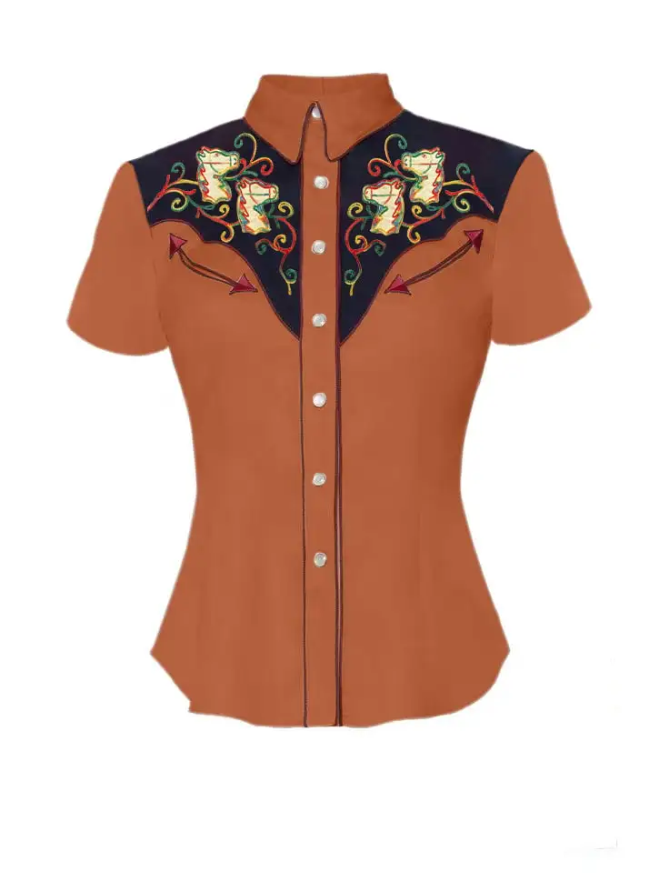 Women's Western Horse Head Print Elements Shirt