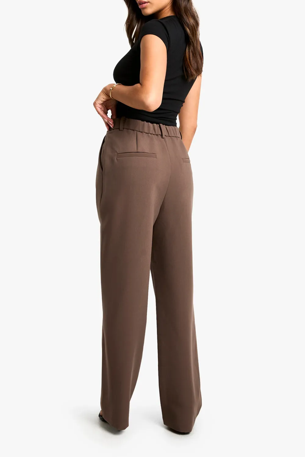 Women's High Waist Trousers With Front Pleats