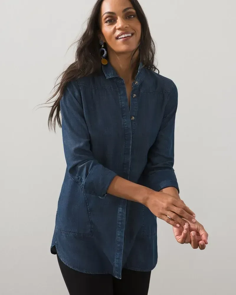 Touch of Cool Denim Tunic Limerick Indigo