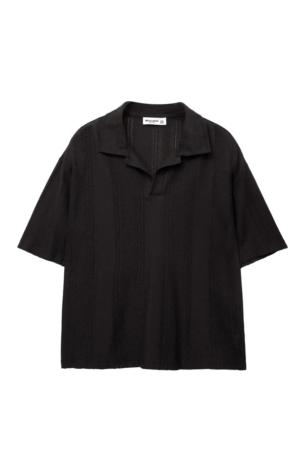 Rustic open-knit polo shirt