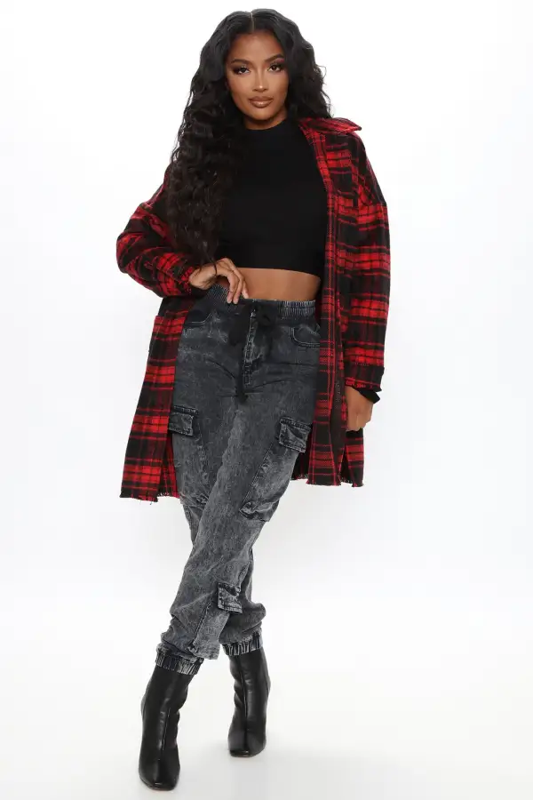 Never Plaid It So Good Shirt Jacket - Red