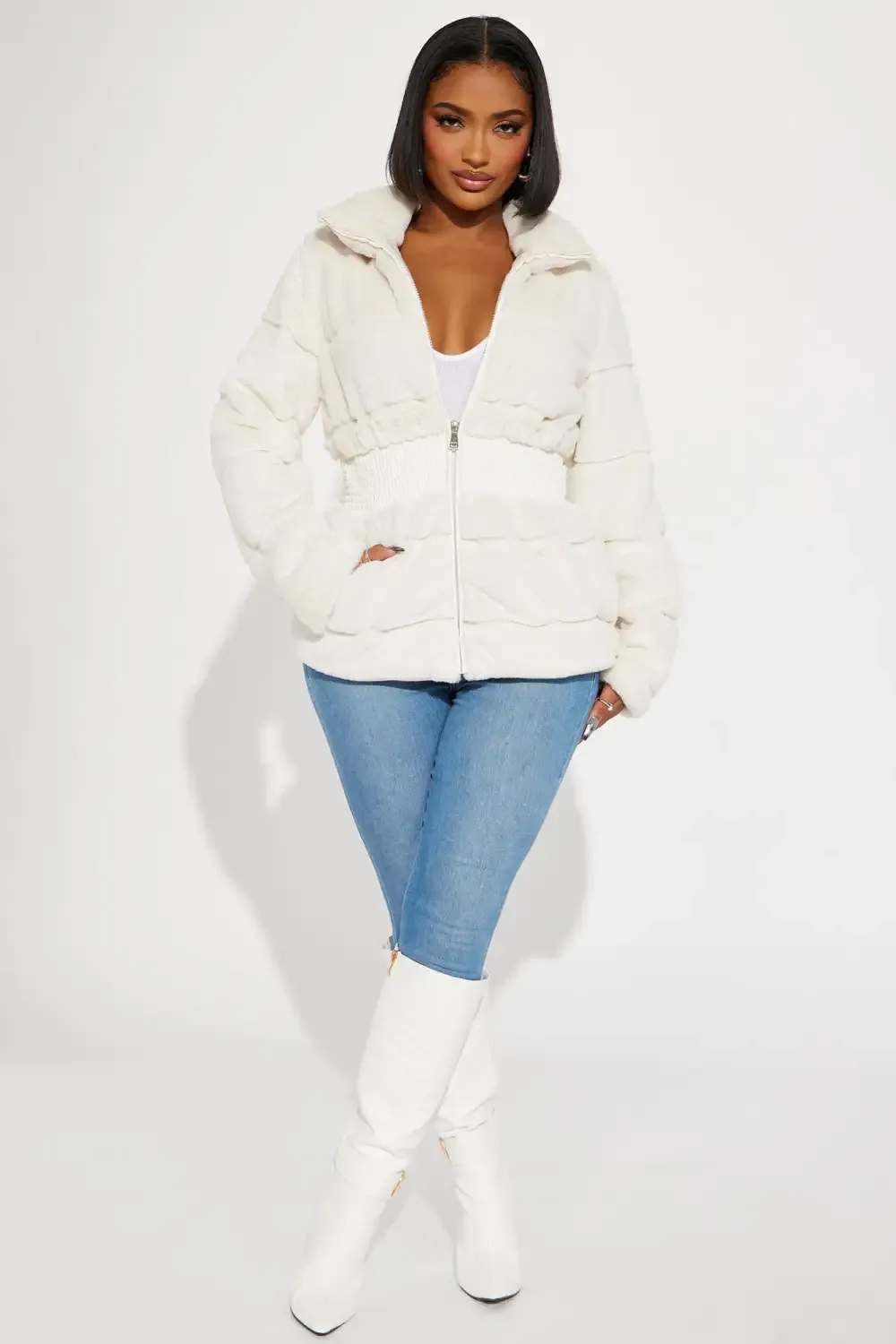 Stay Pressed Faux Fur Jack - Ivory