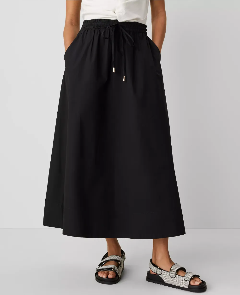 Weekend Collection Voile Drawstring Midi Skirt