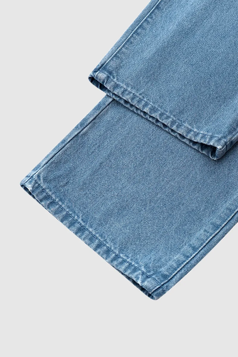 Wash Ripped Button Fly Low Waist Straight Leg Jeans