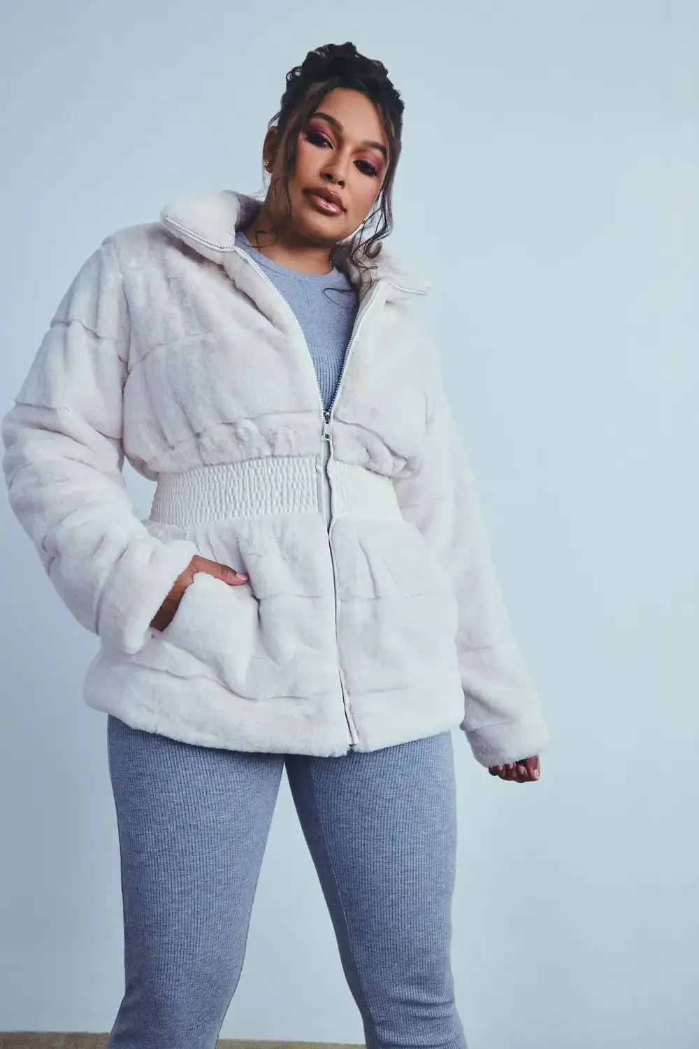 Stay Pressed Faux Fur Jack - Ivory