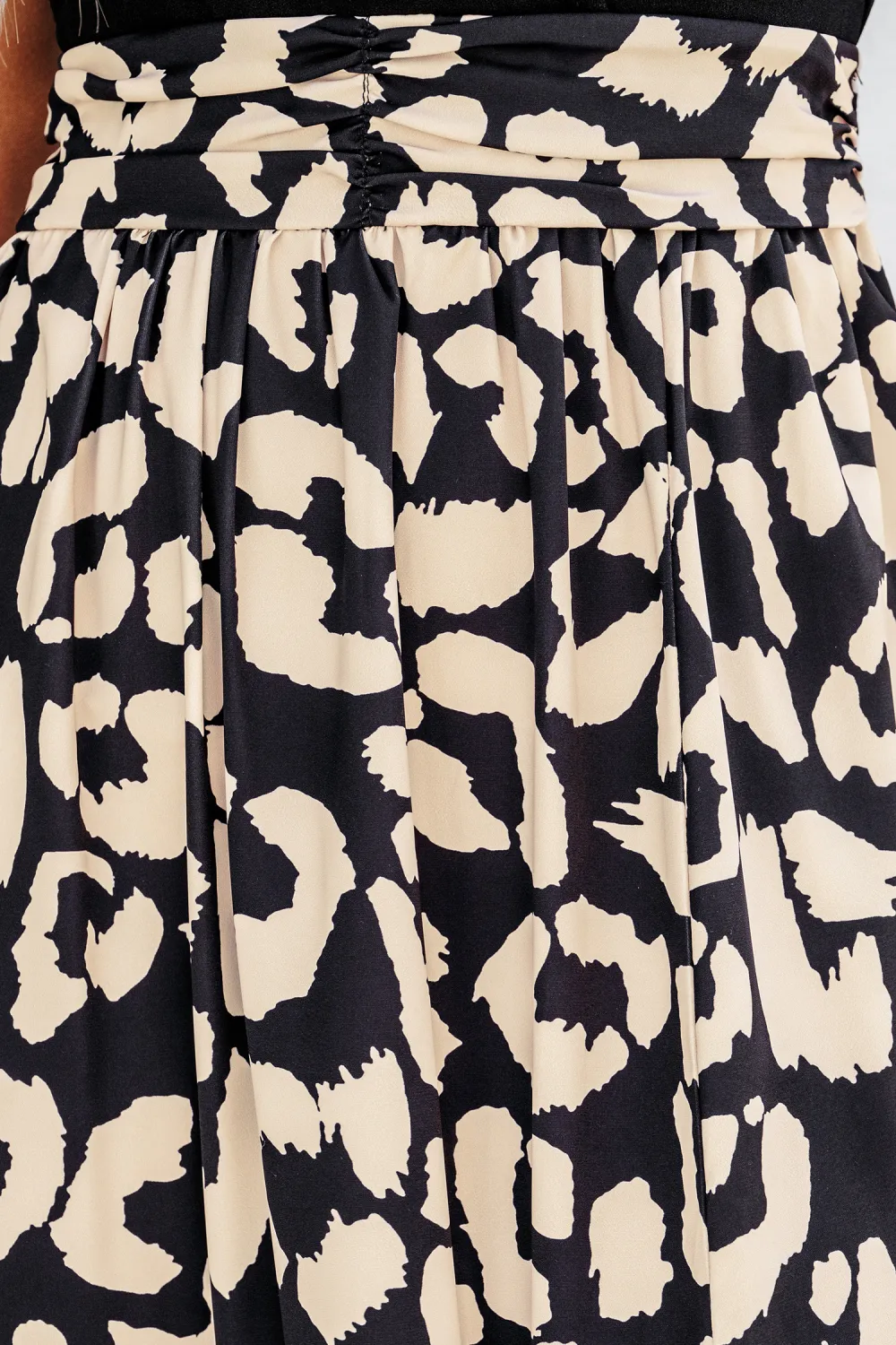Abstract Print Surplice Midi Dress