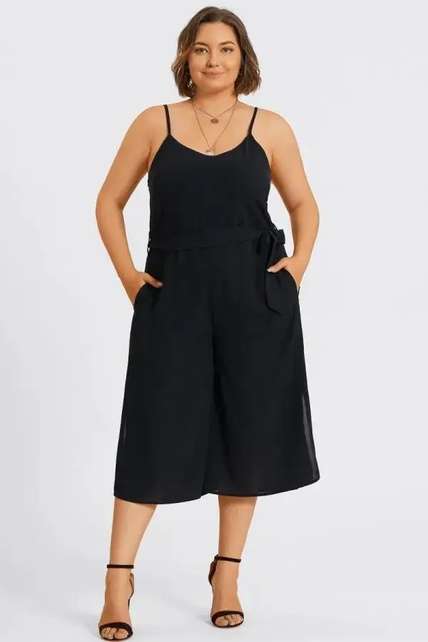 Plus Size Black Sleeveless Easy Culotte Jumpsuit