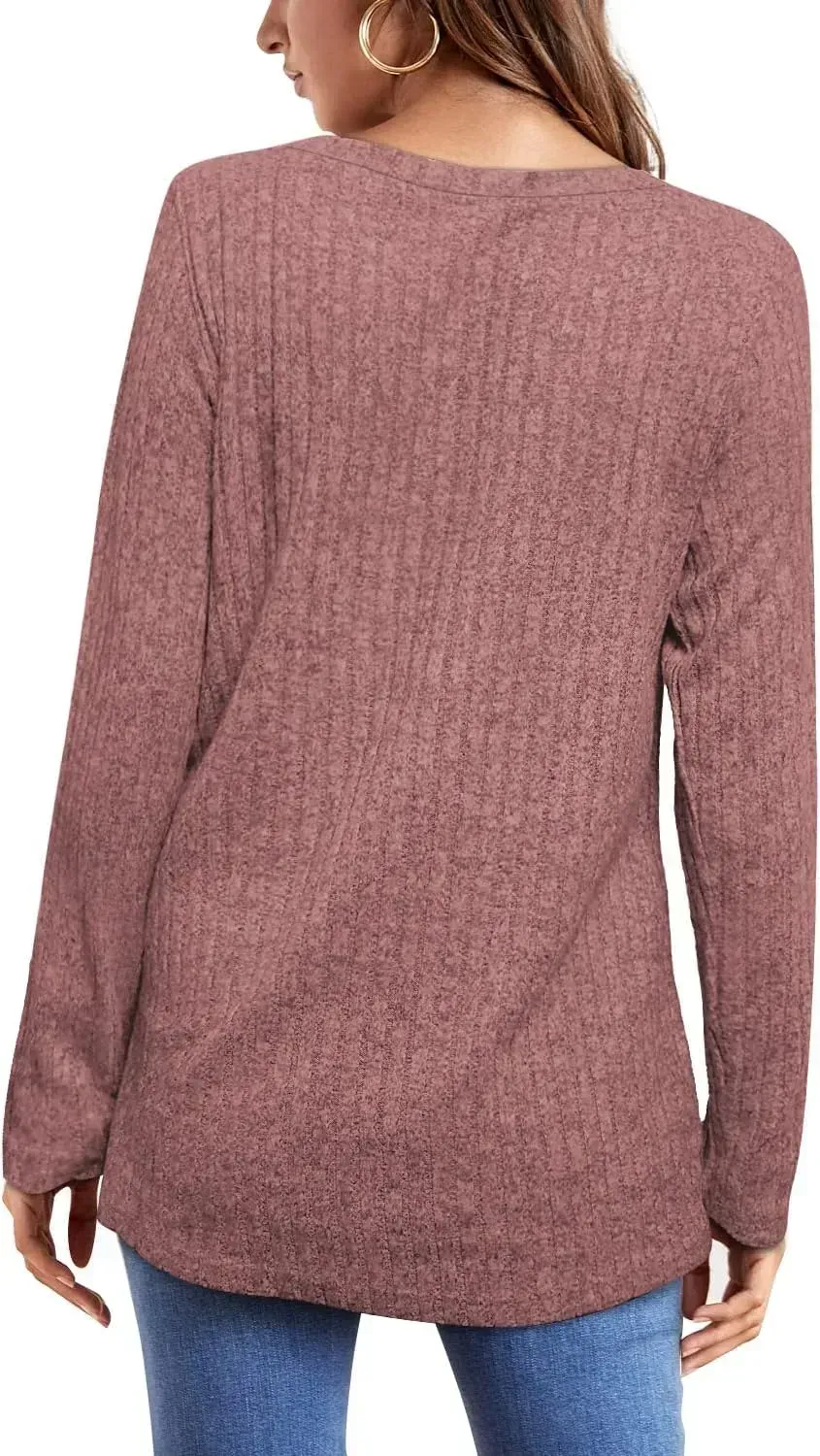 OFEEFAN Long Sleeve Shirts for Women Lightweight Crew Neck Casual Tunic Tops