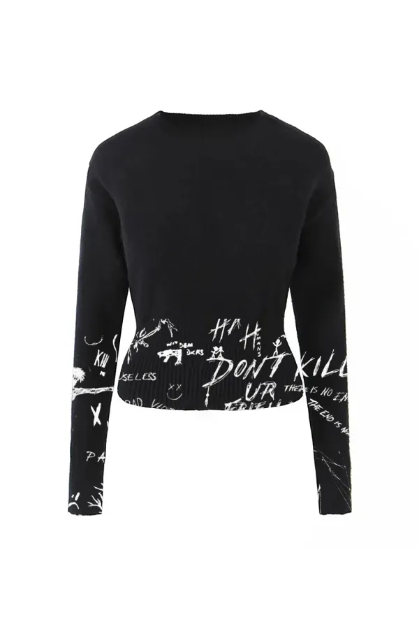 Minimalist Crewneck Long Sleeve Button Up Ribbed Knit Crop Cardigan
