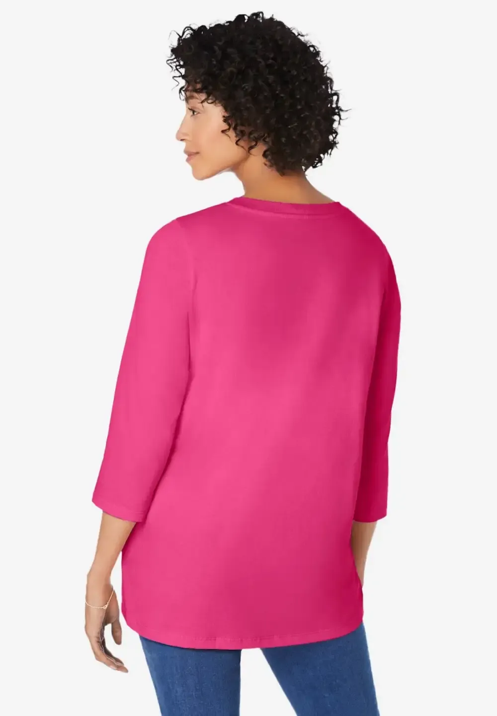 Perfect Three-Quarter Sleeve V-Neck Tunic