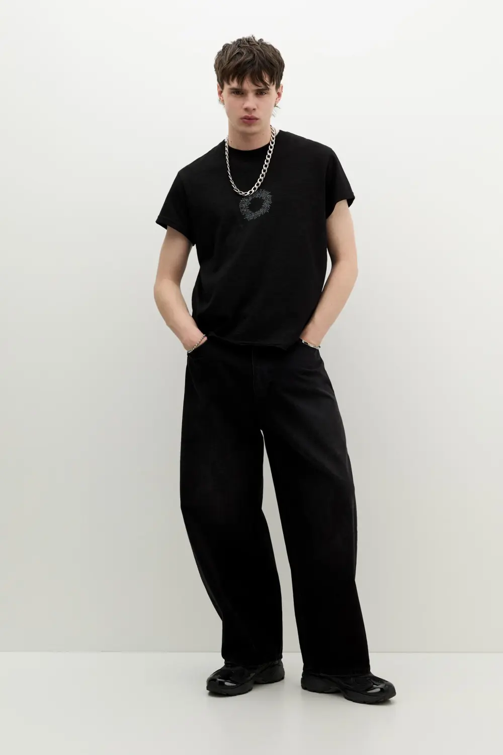 Cropped slim fit STWD T-shirt with gothic graphic