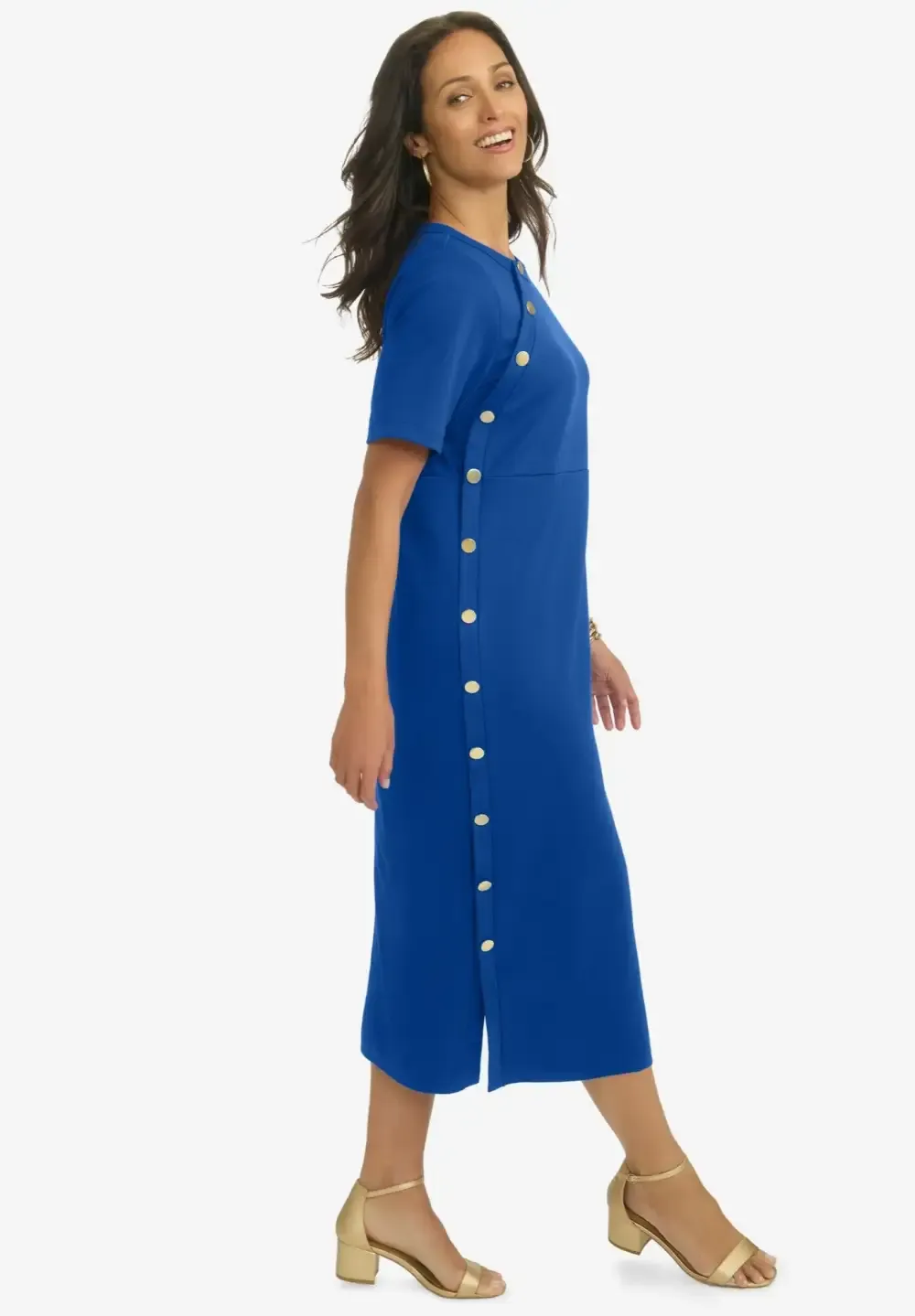 Side Button Midi Dress