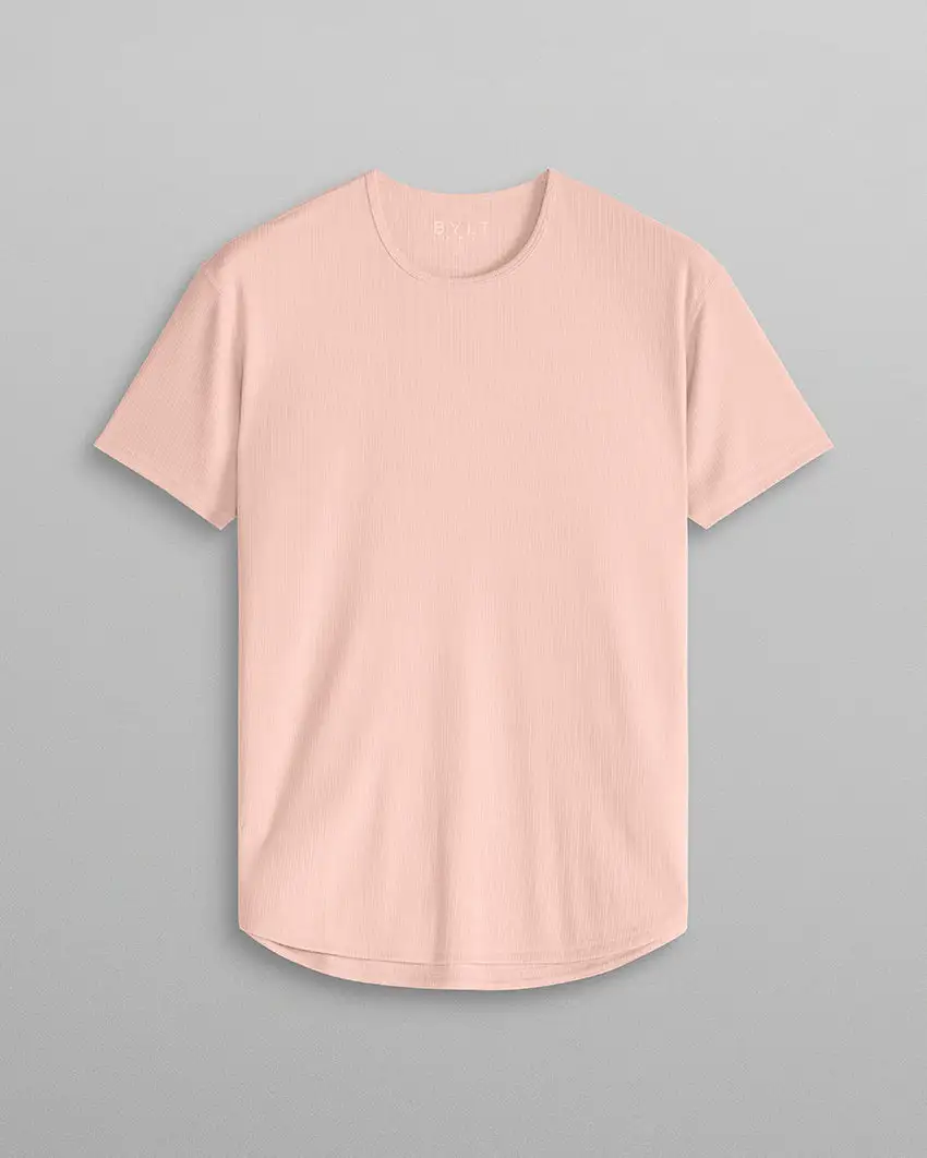 Ribbed Short Sleeve Drop-Cut