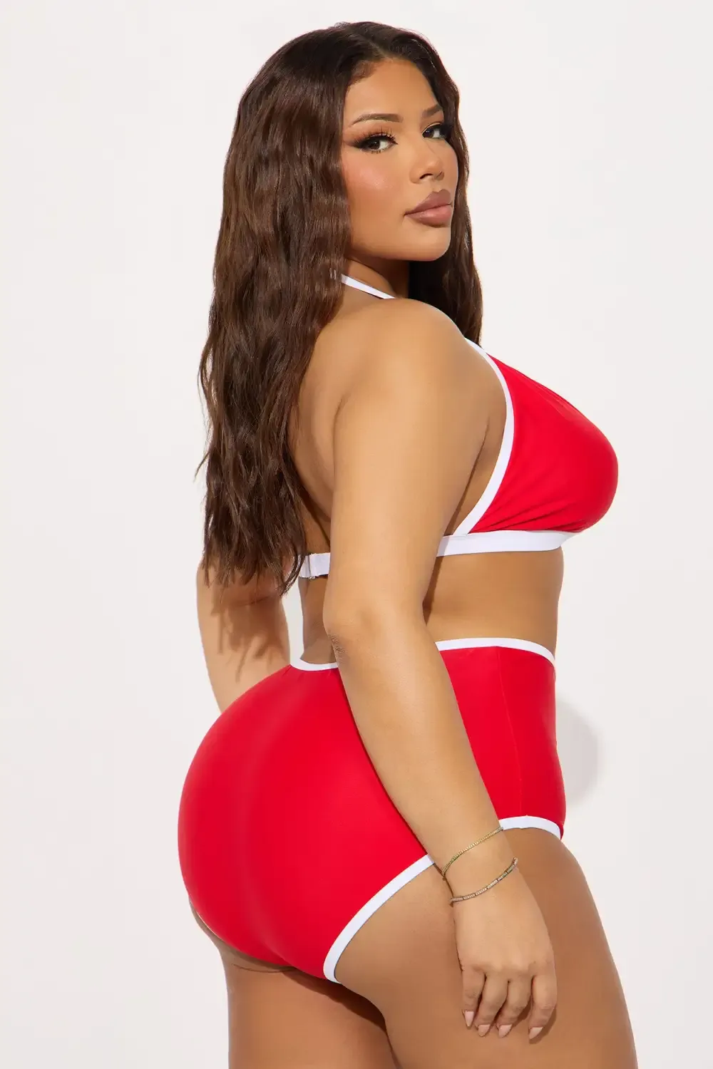 Hazel Contrast Trim Boyshort 2 Piece Bikini - Red/combo