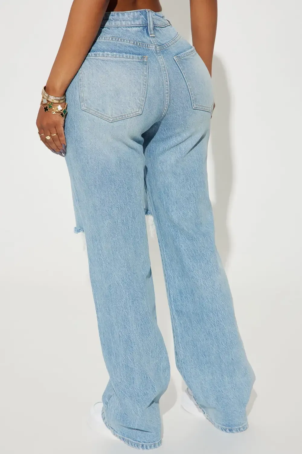 Playing Games Ripped Straight Leg Jeans - Medium Wash