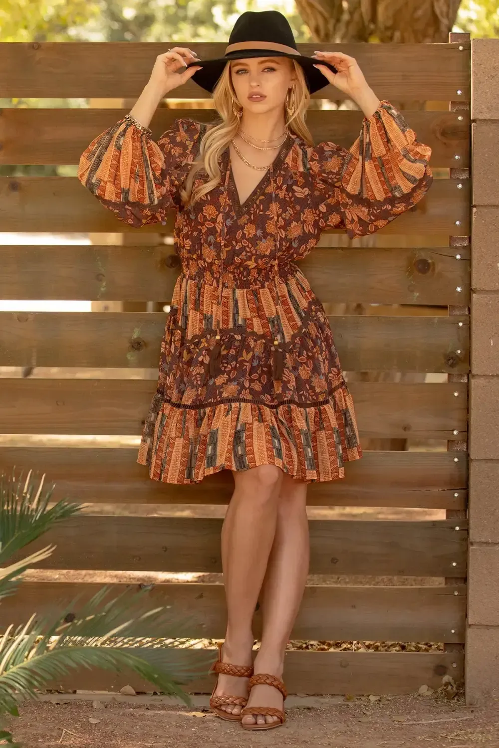 Mixed Floral Pattern Mini Dress