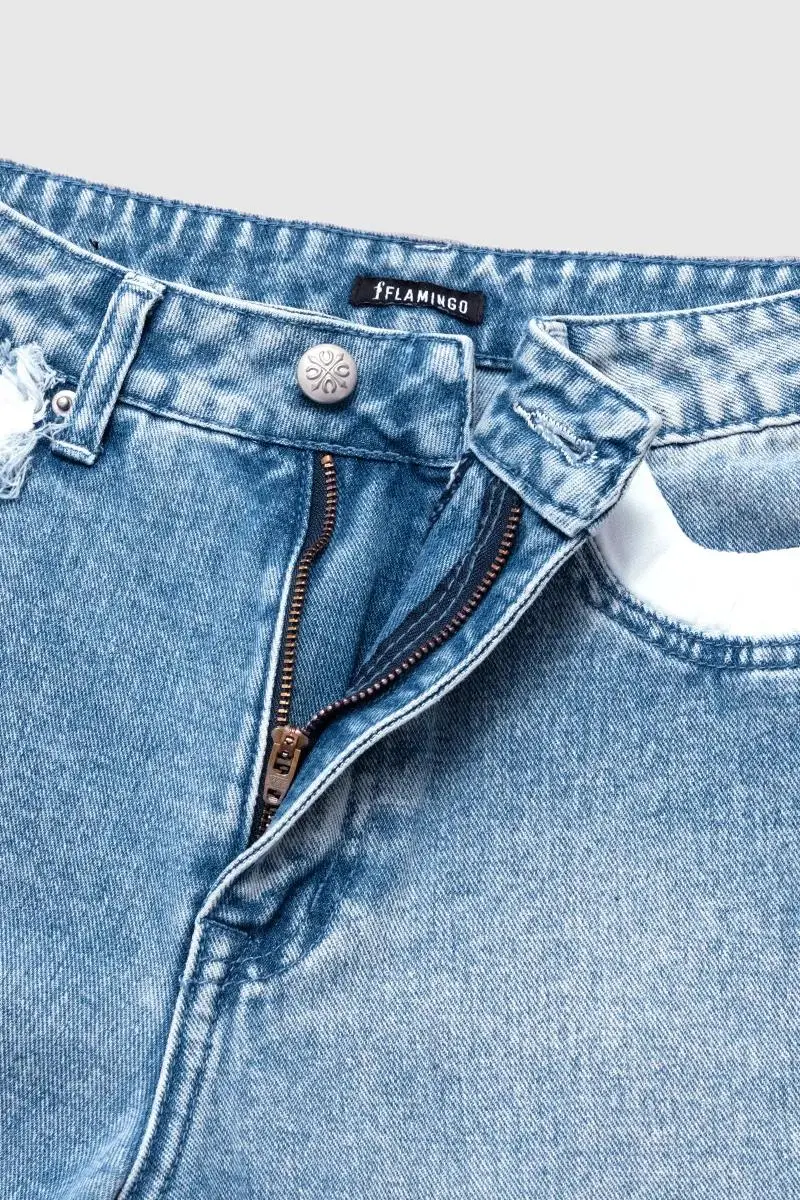 Cut Out Slant Pocket Low Waist Straight Leg Jeans