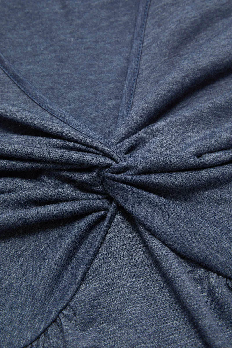 Solid Twist Front V Neck Short Sleeve T-Shirt