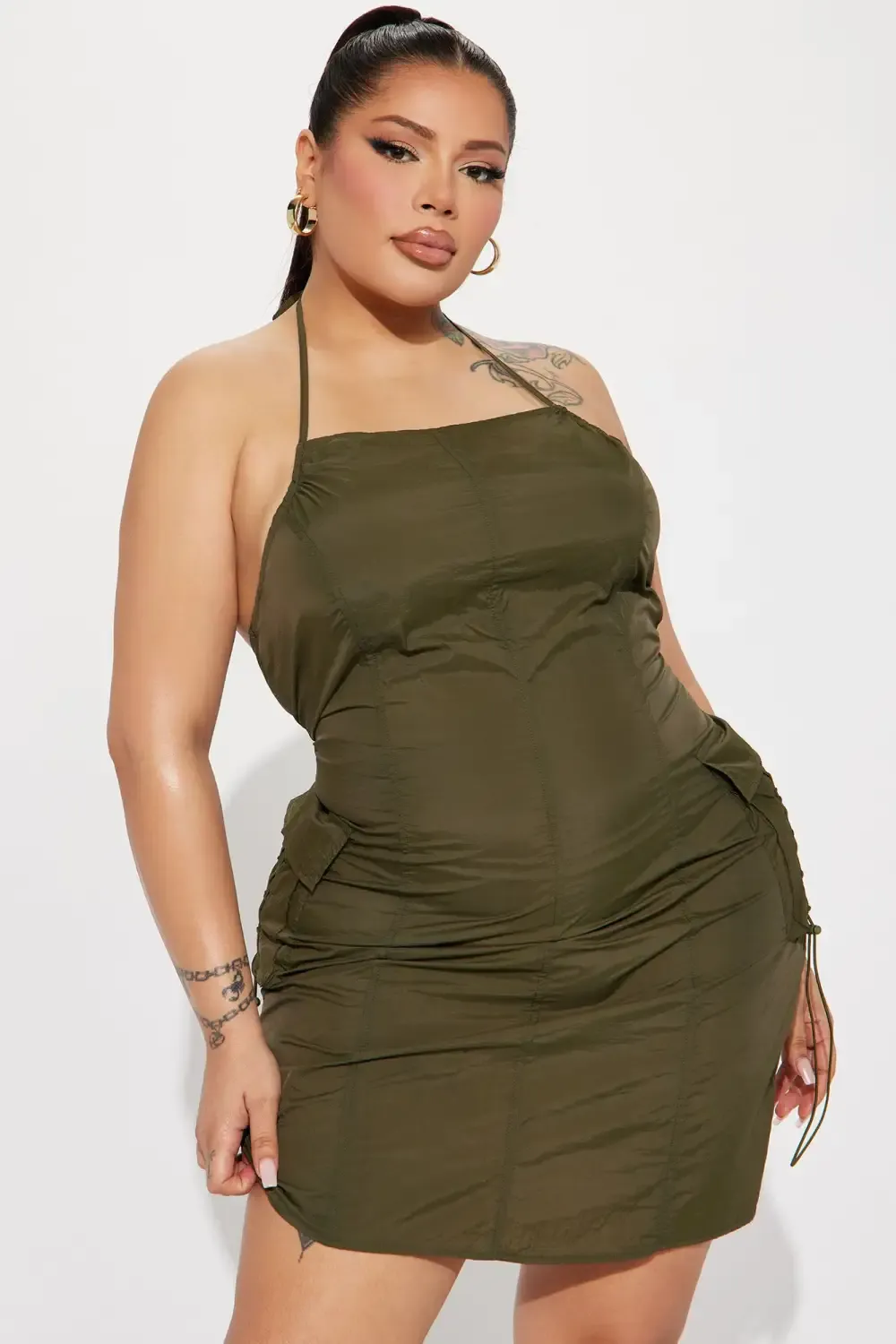 Precious Cargo Parachute Mini Dress - Olive