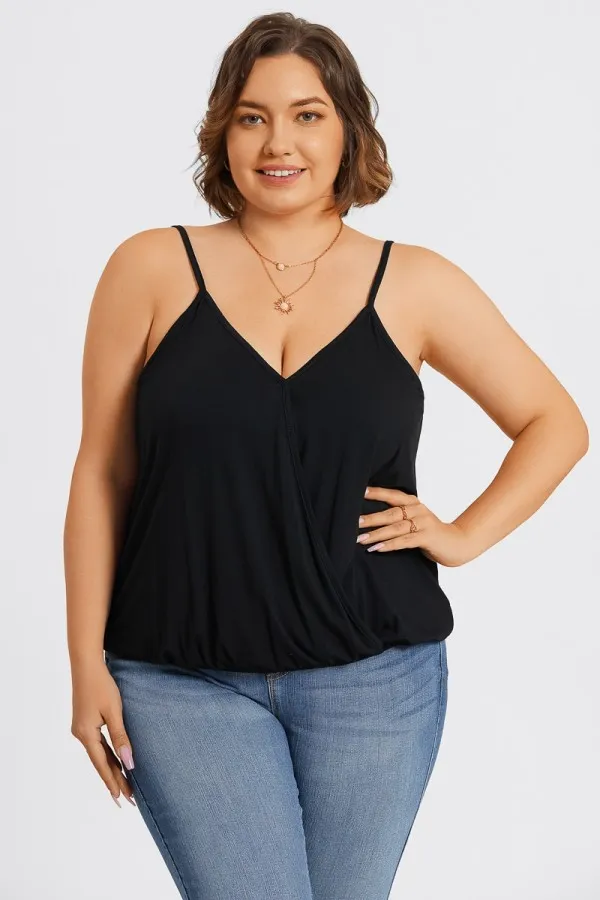 Black V-Neck Sleeveless Plus Size Cami Top
