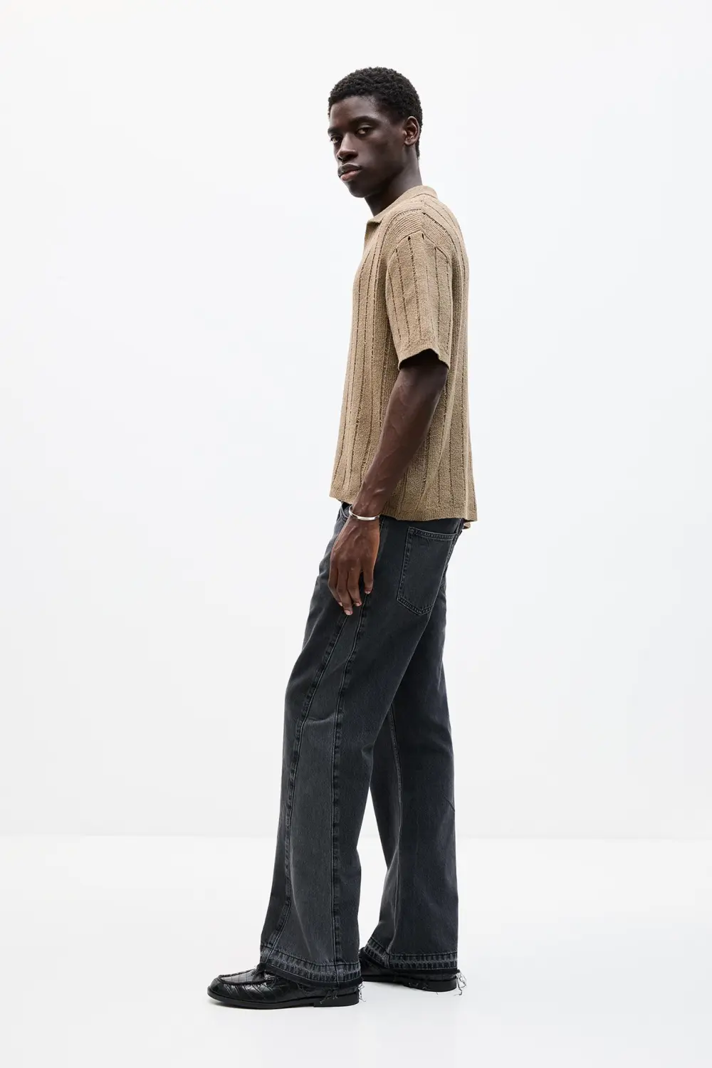 Short sleeve knit polo shirt