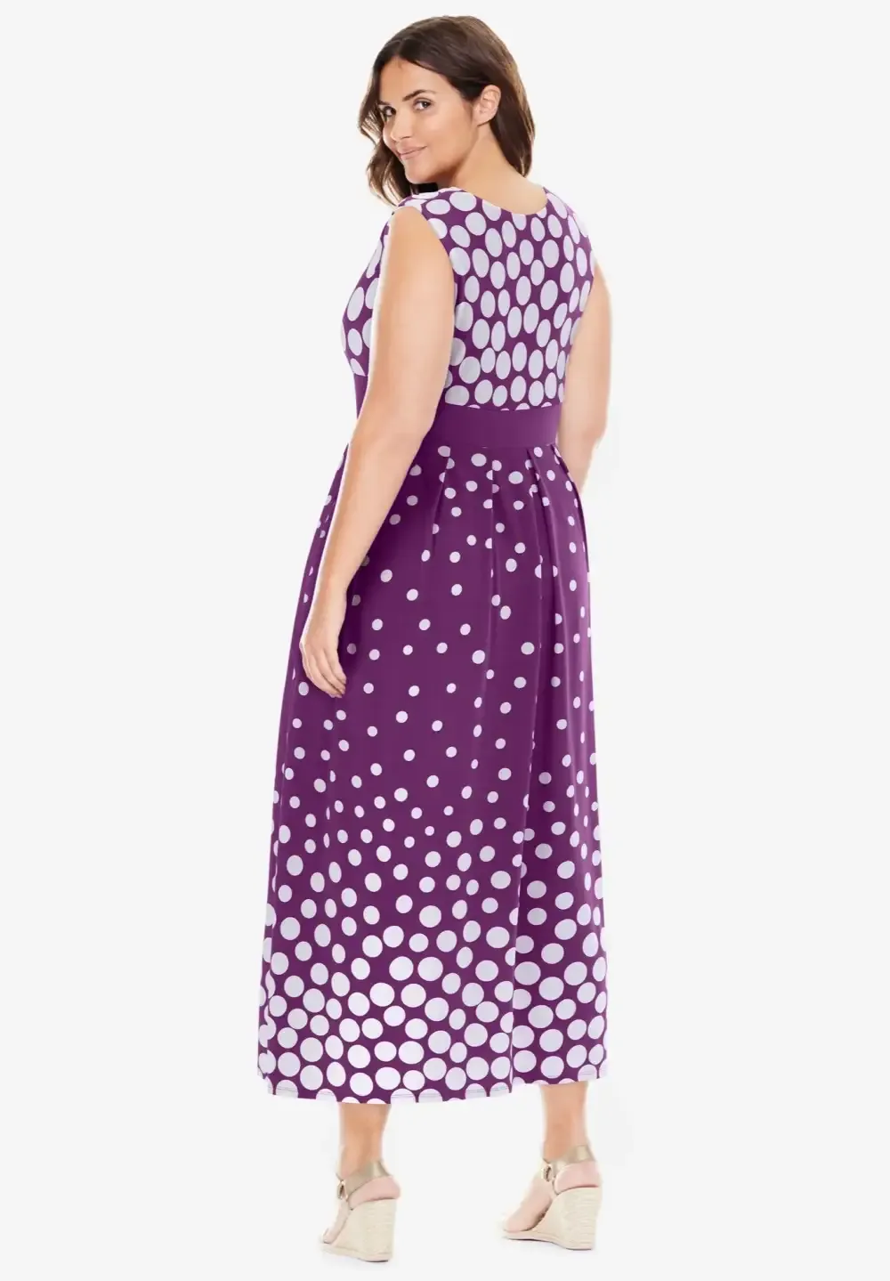 Banded-Waist Print Maxi Dress