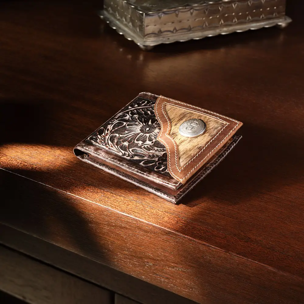 Hair-On-Hide Concho Bi-Fold Wallet