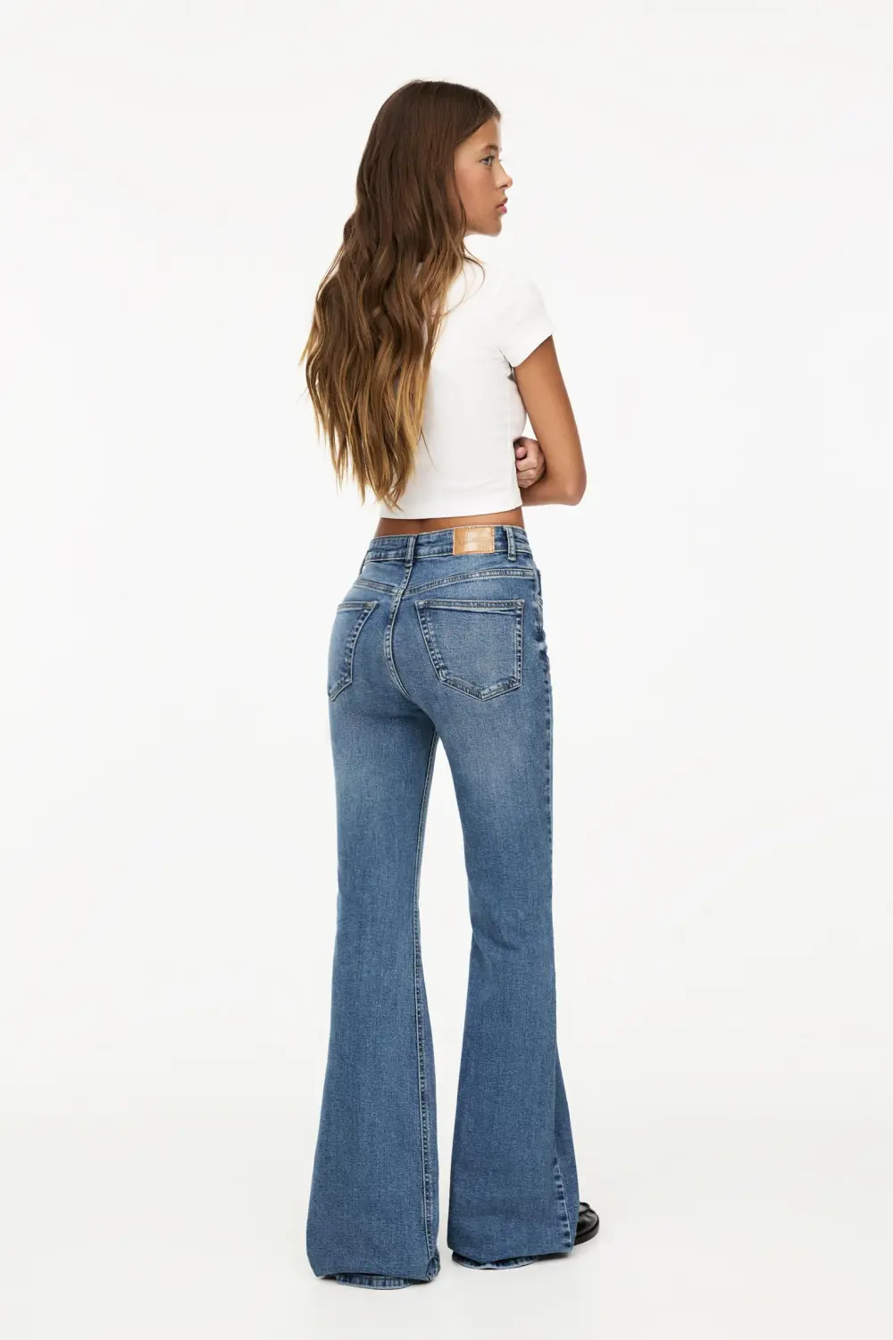Jeans flare tiro alto