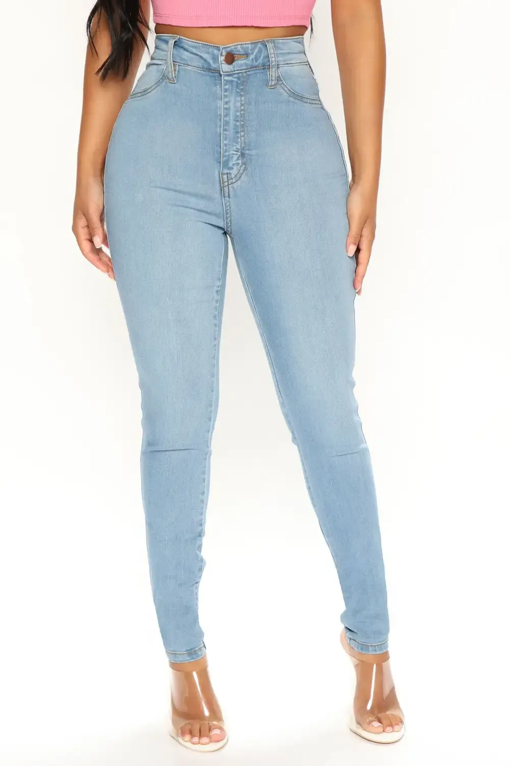 Petite Classic High Waist Skinny Jeans - Light Blue Wash