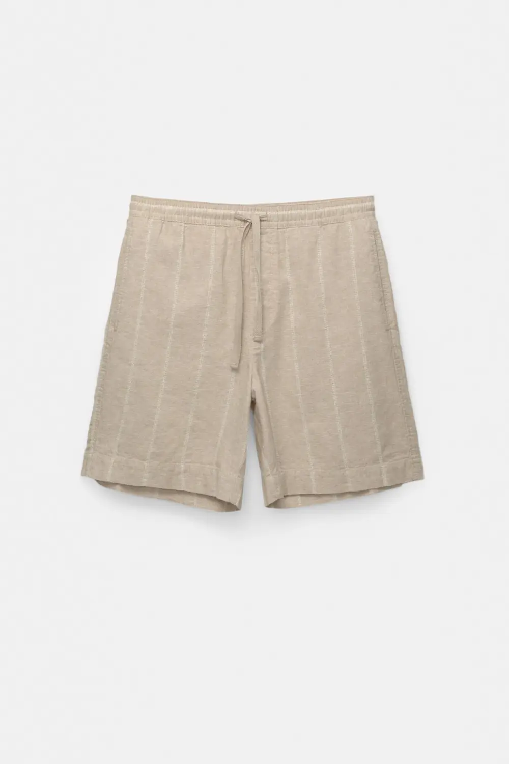 Striped linen blend Bermuda sweatpants
