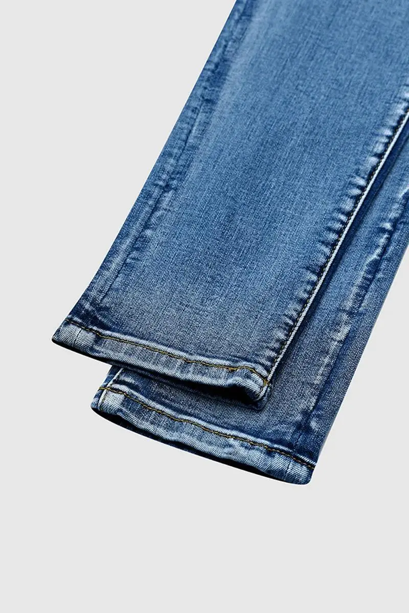Washed Ripped Roll Hem Low Rise Skinny Jeans