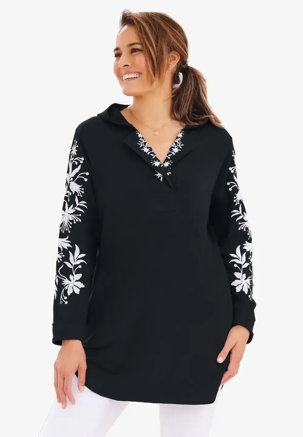 Embroidered Hoodie Sweatshirt