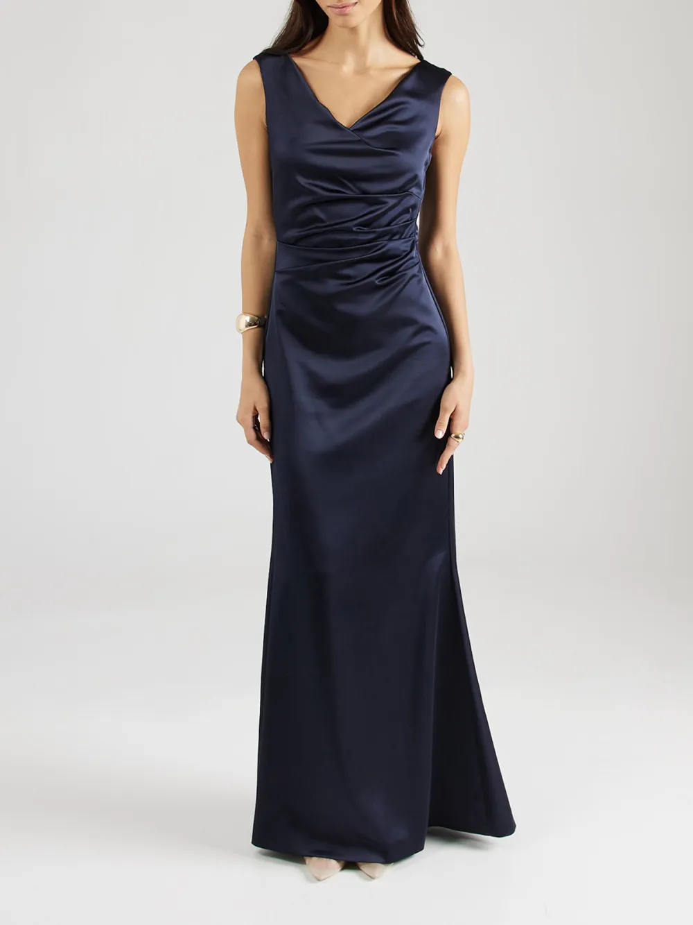 Plain Colored V-neck Casual Style Dress