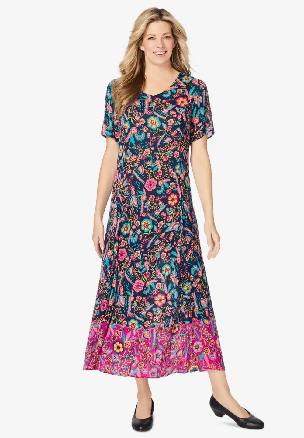 Short-Sleeve Crinkle Dress