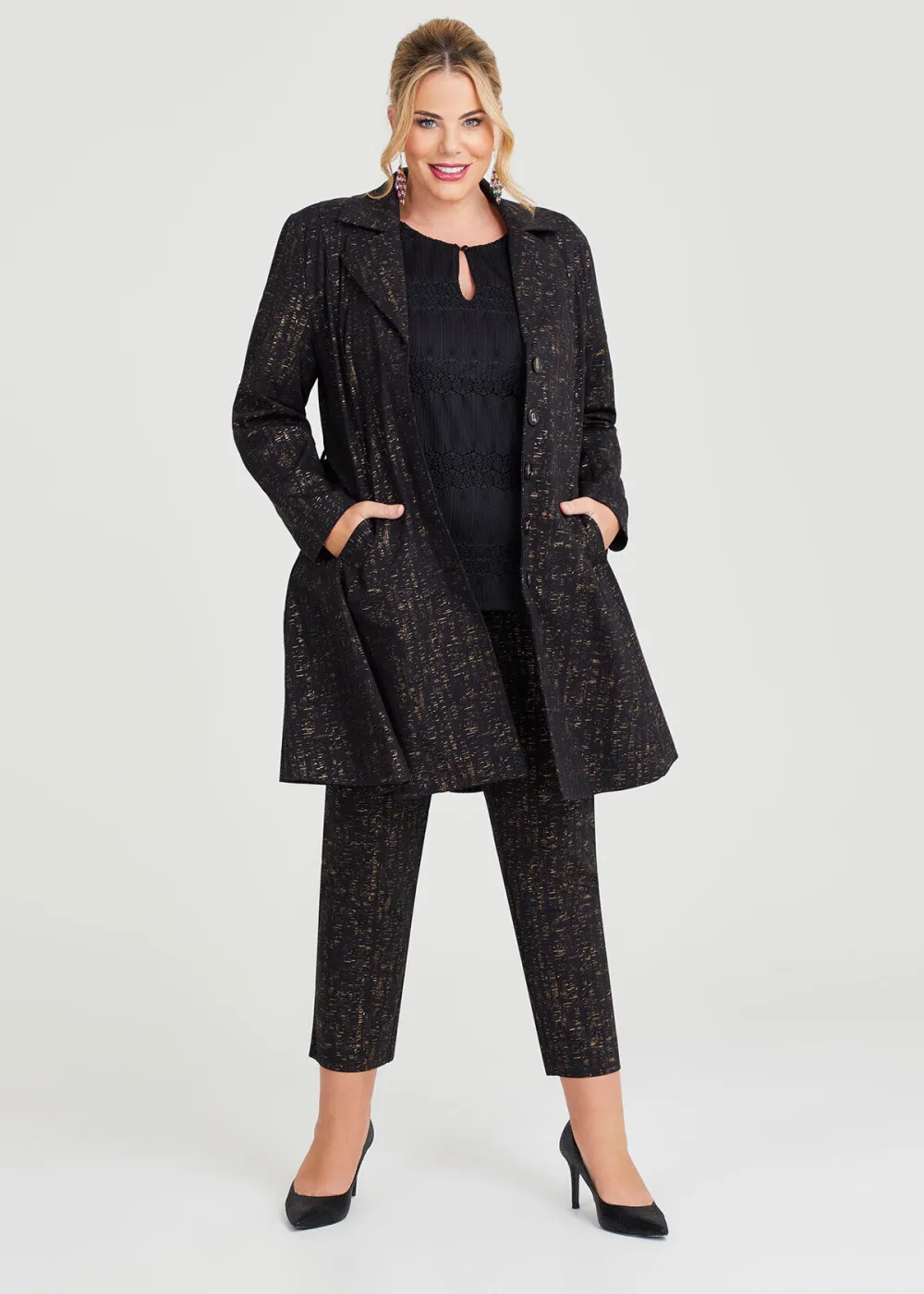Gold Dust Ponte Trench Coat