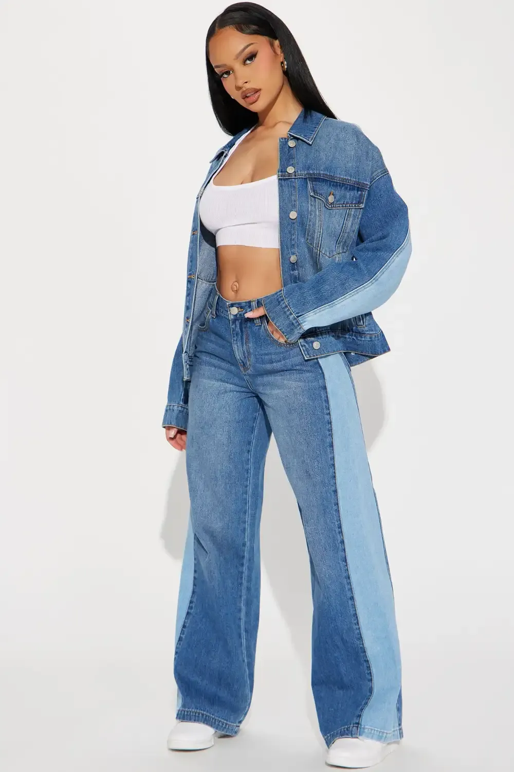 Double Down Wide Leg Jeans - Medium Wash