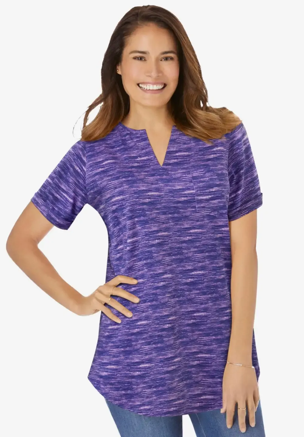 Short-Sleeve Notch-Neck Tee
