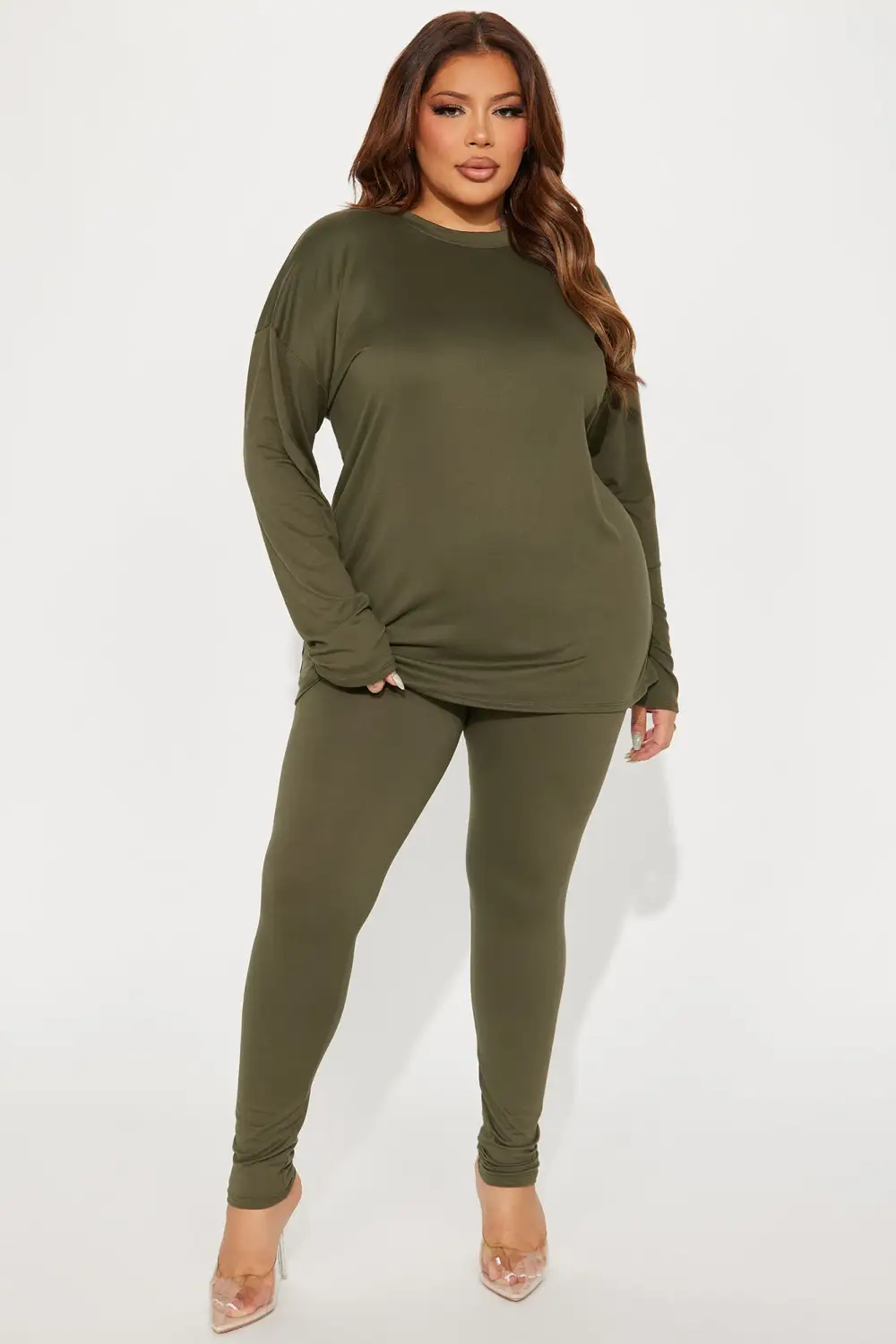 Weekend Vibes Long Sleeve Set - Olive