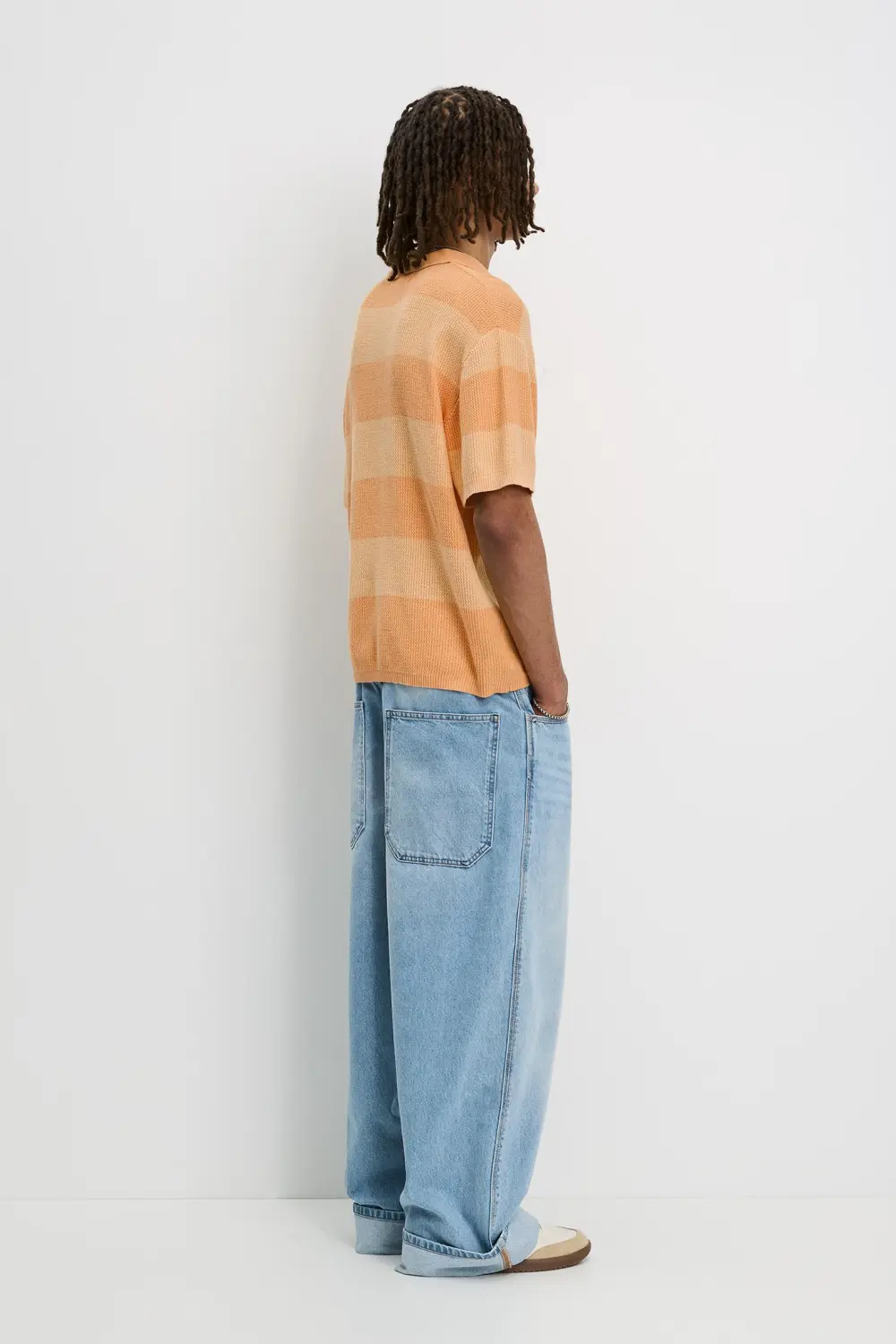 Textured striped polo shirt