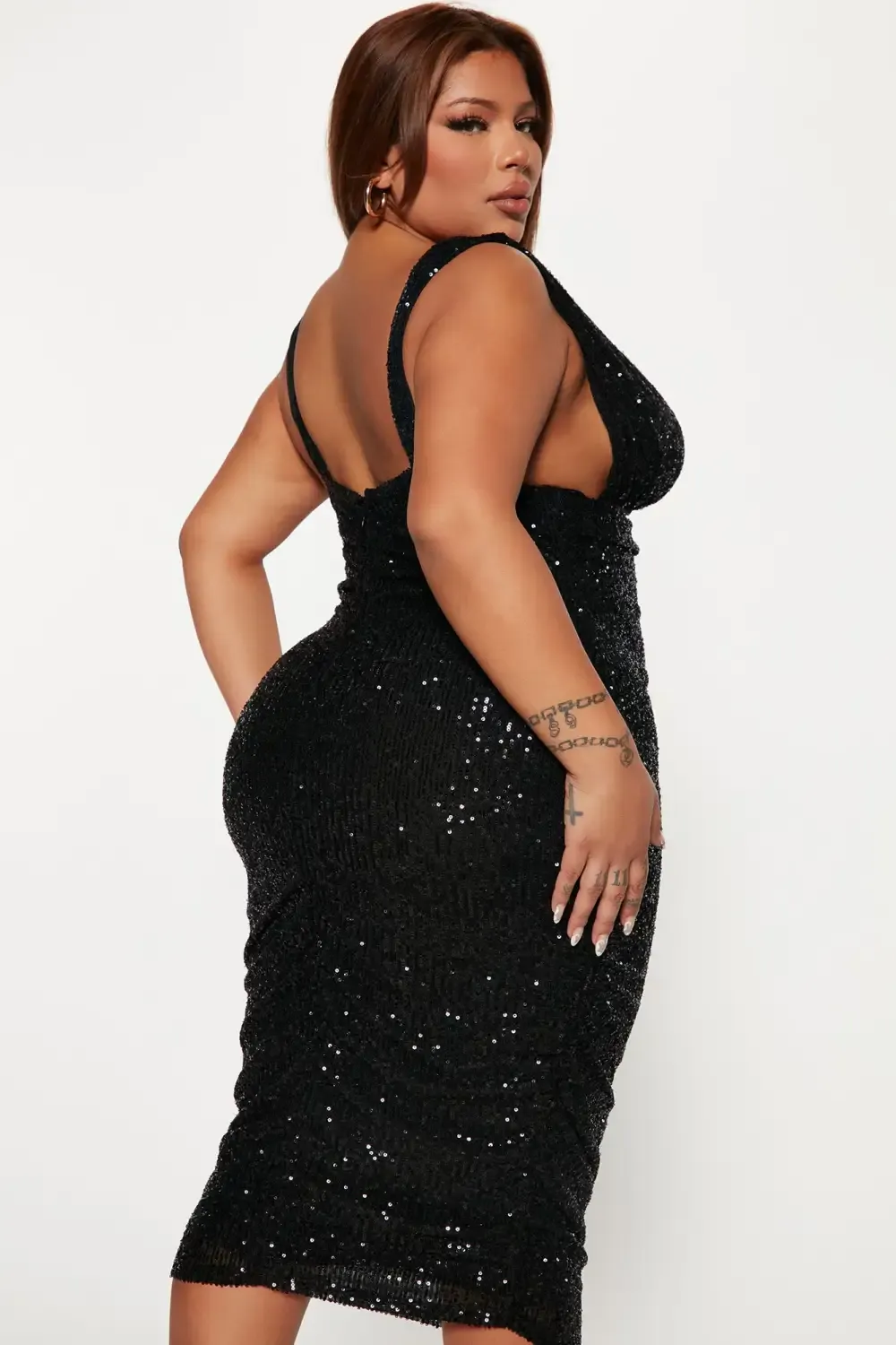 Every Woman Sequin Midi Dress - Black