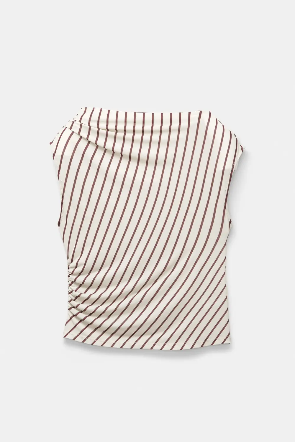 Striped top with pleats