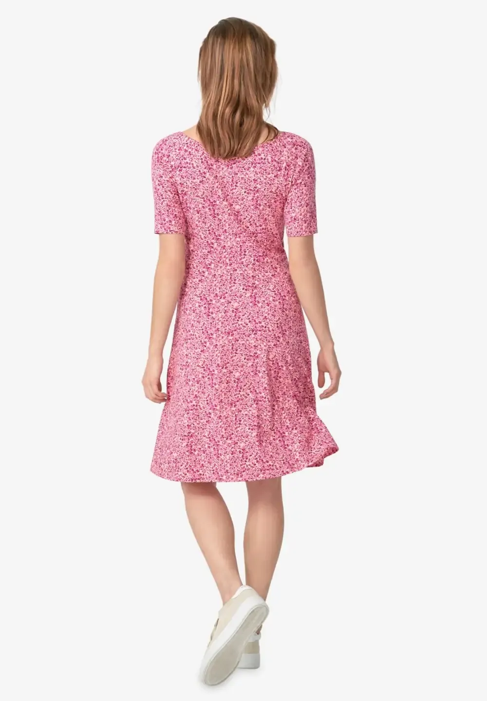 Short Sleeve Fit & Flare Knit Dress