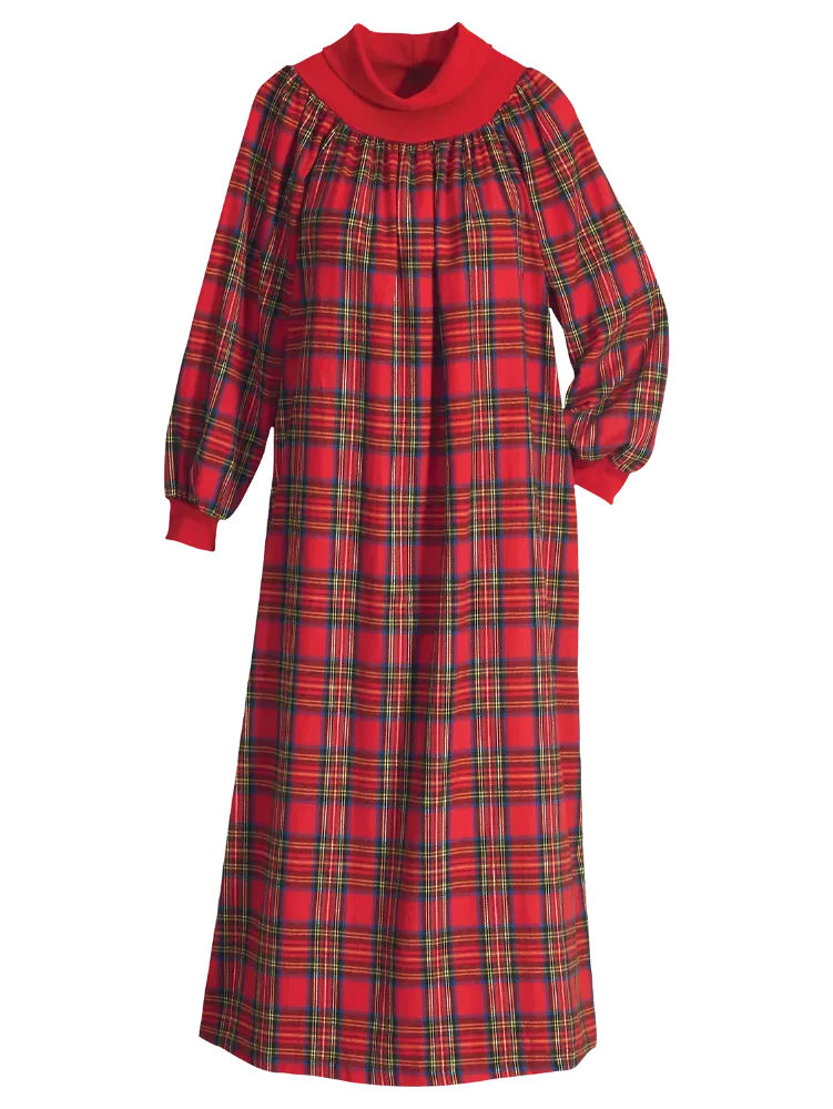 Portuguese Cotton Flannel Mock-Neck Popover Nightgown